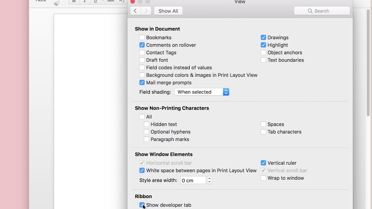 word for mac 2011 list of nonprinting characters